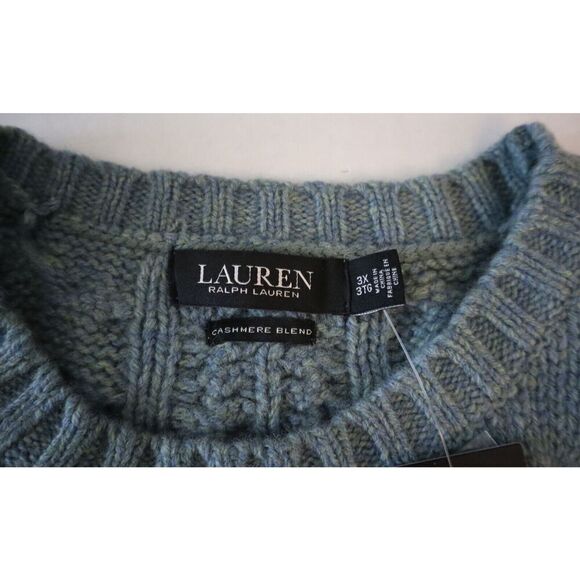 Lauren Ralph Lauren Women Sz 3X Green Aran-Knit Wool-Cashmere Sweater - Picture 3 of 9